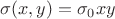 $\sigma(x,y)=\sigma_0xy$