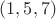 $(1,5,7)$