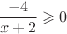 $$ \frac {-4} {x+2}\geqslant 0 $$
