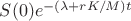 $S(0)e^{-(\lambda+rK/M)t}$