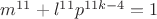 $m^{11}+l^{11}p^{11k-4}=1$