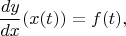 $$
\frac{dy}{dx}(x(t))=f(t),
$$