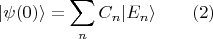 $$|\psi(0)\rangle = \sum \limits_n C_n |E_n \rangle \qquad (2)$$