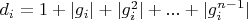$d_i=1+|g_i|+|g_i^2|+...+|g_i^{n-1}|$