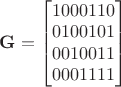 $\mathbf G=\begin{bmatrix}1000110\\0100101\\0010011\\0001111\end{bmatrix}$
