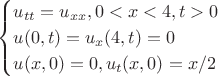 $$ \begin{cases}
   u_{tt}=u_{xx}, 0<x<4, t>0
   \\
u(0,t)=u_x(4,t)=0
   \\
u(x,0)=0, u_t(x,0)=x/2
 \end{cases}$$
