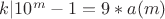 $k|10^m-1=9*a(m)$