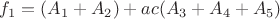 $f_1=(A_1+A_2)+ac(A_3+A_4+A_5)$