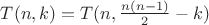 $T(n,k) = T(n,\frac{n(n-1)}{2}-k)$
