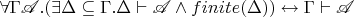 $\forall \Gamma \mathscr A. (\exists \Delta\subseteq \Gamma. \Delta \vdash \mathscr A \land finite(\Delta)) \leftrightarrow \Gamma\vdash \mathscr A$