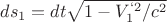 $ds_1=dt\sqrt{1-V_1^{&lsquo;2}/c^2}$