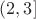 $(2, 3]$
