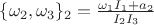 $\{\omega_2,\omega_3\}_2=\frac{\omega_1{I_1}+a_2}{I_2{I_3}}$