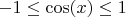 $-1\leq \cos(x)\leq 1$