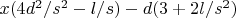 $x(4d^2/s^2-l/s) - d(3+2l/s^2)$