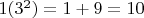 $1(3^2)=1+9=10$