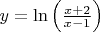 $y=\ln\left(\frac{x+2}{x-1}\right)$
