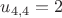 $u_{4,4}=2$