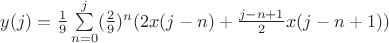 $y(j)=\frac{1}{9}\sum\limits_{n=0}^{j}(\frac{2}{9})^n(2x(j-n)+\frac{j-n+1}{2}x(j-n+1))$