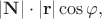 $|\mathbf{N}|\cdot|\mathbf{r}|\cos\varphi,$