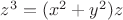 $ z^{3}=(x^{2}+y^{2})z $