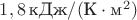 $1,8\, \text{кДж}/(\text{К} \cdot \text{м}^2)$
