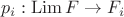 $$p_i: \operatorname{Lim} F \to F_i$$
