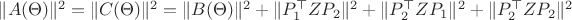 $\|A(\Theta)\|^2=\|C(\Theta)\|^2=\|B(\Theta)\|^2+\|P_1^\top Z P_2\|^2+\|P_2^\top Z P_1\|^2+\|P_2^\top Z P_2\|^2$