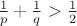 $\frac {1}{p}+\frac {1}{q}>\frac {1}{2} $