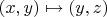 $(x,y)\mapsto (y,z)$