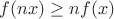 $f(nx) \ge nf(x)$