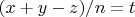 $(x+y-z)/n=t$