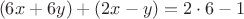 $$(6x+6y)+(2x-y)=2\cdot6-1$$