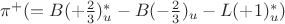 $\pi^+ (= B(+\frac{2}{3})_u^*-B(-\frac{2}{3})_u-L(+1)_u^*)$
