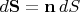 $d\mathbf{S}=\mathbf{n}\,dS$