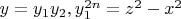 $y=y_1y_2,   y_1^{2n}=z^2-x^2$