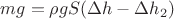 $mg=\rho g S(\Delta h-\Delta h_2)$
