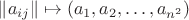 $\|a_{ij}\|\mapsto (a_1,a_2,\ldots , a_{n^2})$