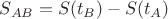$S_{AB}=S(t_B)-S(t_A)$
