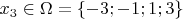 $x_{3}\in\Omega=\{-3;-1;1;3\}$