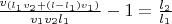 $\frac{v_ср(l_1v_2+(l-l_1)v_1)}{v_1v_2l_1} - 1 = \frac{l_2}{l_1}$