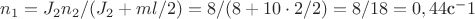 $n_1=J_2n_2/(J_2+ml/2)=8/(8+10 \cdot 2/2)=8/18=0,44 \text{с}^-1$ $n_1=J_2n_2/(J_2+ml/2)=8/(8+10 \cdot 2/2)=8/18=0,44 \text{с}^-1$