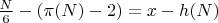 $\frac{N}{6}- (\pi(N) - 2) = x - h(N)$