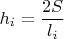 $h_i=\dfrac{2S}{l_i}$
