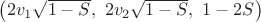 $\left(2v_1\sqrt{1-S},\ 2v_2\sqrt{1-S},\ 1-2S\right)$