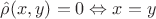 $\hat{\rho}(x,y)=0 \Leftrightarrow x=y$