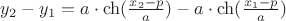 $y_2-y_1=a\cdot\ch(\frac{x_2-p}{a})-a\cdot\ch(\frac{x_1-p}{a})$
