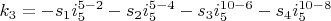 $k_3=-s_1 i_5^{5-2}-s_2 i_5^{5-4}-s_3 i_5^{10-6}-s_4 i_5^{10-8}$