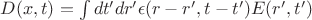 $D(x,t)=\int dt'dr'\epsilon(r-r',t-t')E(r',t')$