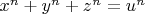 $x^n+y^n+z^n=u^n$